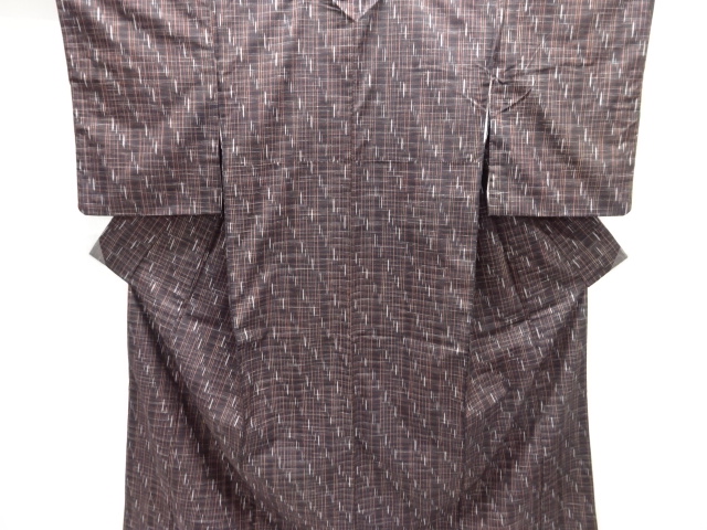 絣縞模様織り出し手織り紬着物